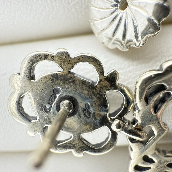 Carolyn Pollack Earrings Heart Blue Opal Te Amo Drop Sterling Silver 925 Scroll - Picture 6 of 10